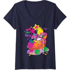 image:imageWomens DreamWorks Trolls Band Together We Do We Poppy and Viva VNeck TShirtNavy Blue