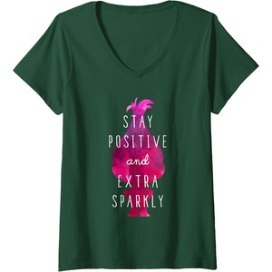 image:imageWomens DreamWorks Trolls Extra Sparkly VNeck TShirtDark Green