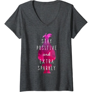 image:imageWomens DreamWorks Trolls Extra Sparkly VNeck TShirtDark Heather Grey