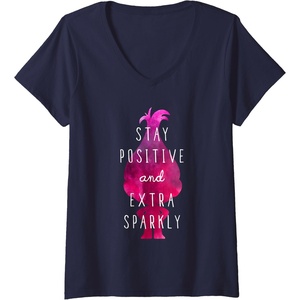 image:imageWomens DreamWorks Trolls Extra Sparkly VNeck TShirtNavy Blue
