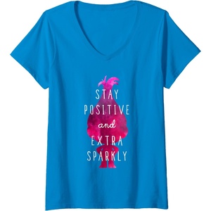 image:imageWomens DreamWorks Trolls Extra Sparkly VNeck TShirtSapphire Blue
