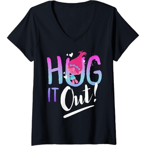 image:imageWomens DreamWorks Trolls Hug It Out VNeck TShirtBlack