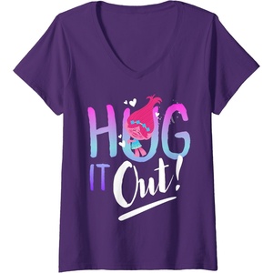 image:imageWomens DreamWorks Trolls Hug It Out VNeck TShirtPurple