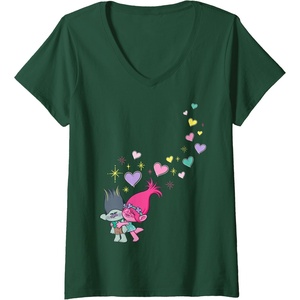 image:imageWomens DreamWorks Trolls Love VNeck TShirtDark Green