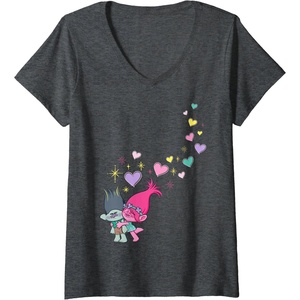 image:imageWomens DreamWorks Trolls Love VNeck TShirtDark Heather Grey