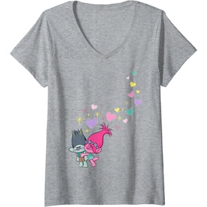 image:imageWomens DreamWorks Trolls Love VNeck TShirtHeather Grey