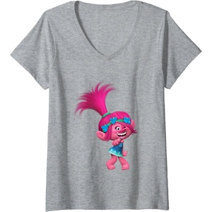 image:imageWomens DreamWorks Trolls Poppy Winky VNeck TShirtHeather Grey
