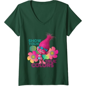 image:imageWomens DreamWorks Trolls Show Your True Colors VNeck TShirtDark Green