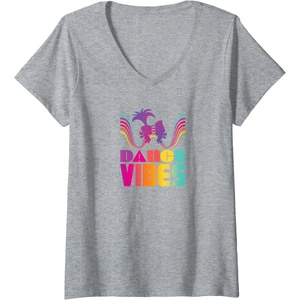 image:imageWomens Trolls  Dance Vibes VNeck TShirtHeather Grey