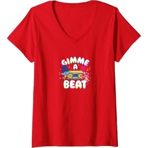 image:imageWomens Trolls  Gimme A Beat VNeck TShirtRed