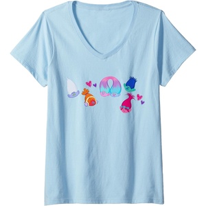 image:imageWomens Trolls  Patch VNeck TShirtBaby Blue