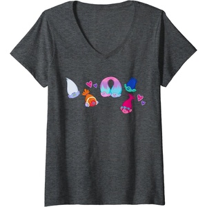 image:imageWomens Trolls  Patch VNeck TShirtDark Heather Grey