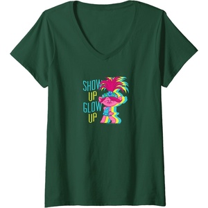 image:imageWomens Trolls  Show Up Glow Up VNeck TShirtDark Green