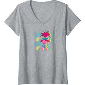 image:imageWomens Trolls  Show Up Glow Up VNeck TShirtHeather Grey