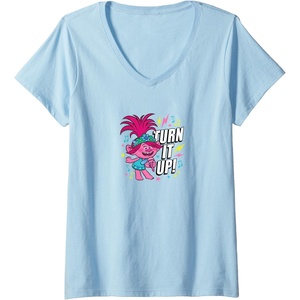 image:imageWomens Trolls  Turn It Up VNeck TShirtBaby Blue