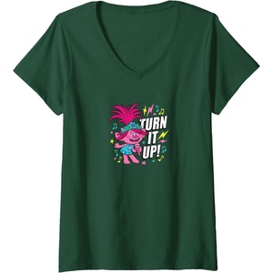 image:imageWomens Trolls  Turn It Up VNeck TShirtDark Green