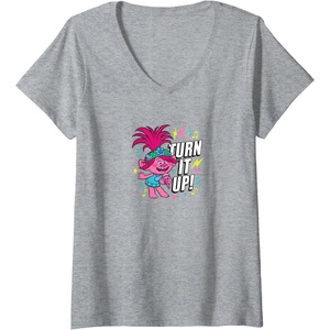 image:imageWomens Trolls  Turn It Up VNeck TShirtHeather Grey