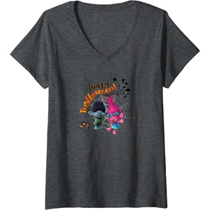 image:imageWomens Trolls Happy Halloween VNeck TShirtDark Heather Grey
