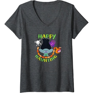 image:imageWomens Trolls Happy Haunting VNeck TShirtDark Heather Grey