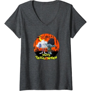 image:imageWomens Trolls Happy Trolloween VNeck TShirtDark Heather Grey