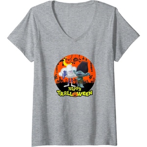 image:imageWomens Trolls Happy Trolloween VNeck TShirtHeather Grey