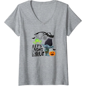 image:imageWomens Trolls Lets Hang Out VNeck TShirtHeather Grey