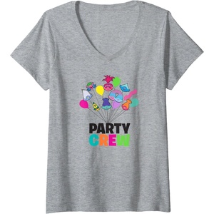 image:imageWomens Trolls Party Crew VNeck TShirtHeather Grey