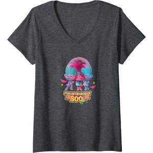 image:imageWomens Trolls Spooky VNeck TShirtDark Heather Grey