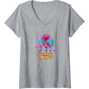 image:imageWomens Trolls Spooky VNeck TShirtHeather Grey