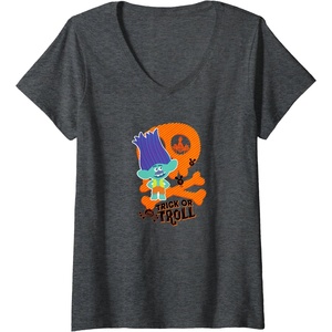 image:imageWomens Trolls Trick Or Troll VNeck TShirtDark Heather Grey