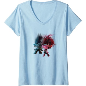 image:imageWomens Trolls World Tour  Branch and Poppy Float VNeck TShirtBaby Blue
