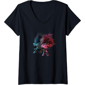image:imageWomens Trolls World Tour  Branch and Poppy Float VNeck TShirtBlack