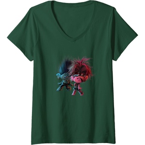 image:imageWomens Trolls World Tour  Branch and Poppy Float VNeck TShirtDark Green
