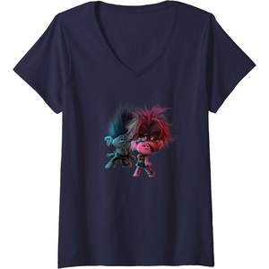 image:imageWomens Trolls World Tour  Branch and Poppy Float VNeck TShirtNavy Blue