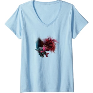 image:imageWomens Trolls World Tour  Branch and Poppy VNeck TShirtBaby Blue