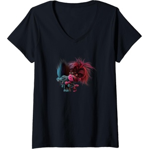 image:imageWomens Trolls World Tour  Branch and Poppy VNeck TShirtBlack