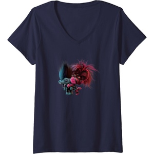 image:imageWomens Trolls World Tour  Branch and Poppy VNeck TShirtNavy Blue