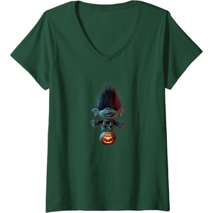 image:imageWomens Trolls World Tour  Branch and Pumpkin VNeck TShirtDark Green