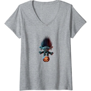 image:imageWomens Trolls World Tour  Branch and Pumpkin VNeck TShirtHeather Grey