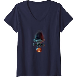 image:imageWomens Trolls World Tour  Branch and Pumpkin VNeck TShirtNavy Blue