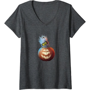 image:imageWomens Trolls World Tour  Diamond in Pumpkin VNeck TShirtDark Heather Grey