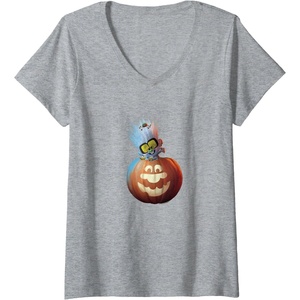 image:imageWomens Trolls World Tour  Diamond in Pumpkin VNeck TShirtHeather Grey