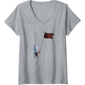 image:imageWomens Trolls World Tour  Guy Diamond Tiny Diamond VNeck TShirtHeather Grey