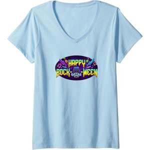image:imageWomens Trolls World Tour  Happy Rock O Ween VNeck TShirtBaby Blue