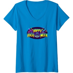 image:imageWomens Trolls World Tour  Happy Rock O Ween VNeck TShirtSapphire Blue