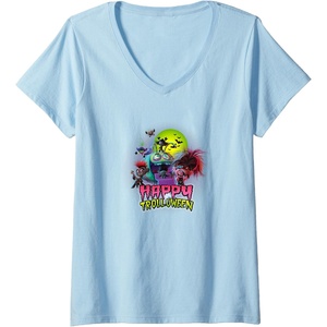 image:imageWomens Trolls World Tour  Happy Trolloween VNeck TShirtBaby Blue