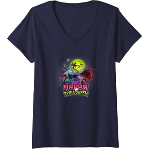 image:imageWomens Trolls World Tour  Happy Trolloween VNeck TShirtNavy Blue