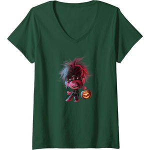 image:imageWomens Trolls World Tour  Poppy amp Pumpkin VNeck TShirtDark Green