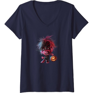 image:imageWomens Trolls World Tour  Poppy amp Pumpkin VNeck TShirtNavy Blue