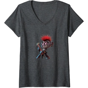 image:imageWomens Trolls World Tour  Queen Barb VNeck TShirtDark Heather Grey